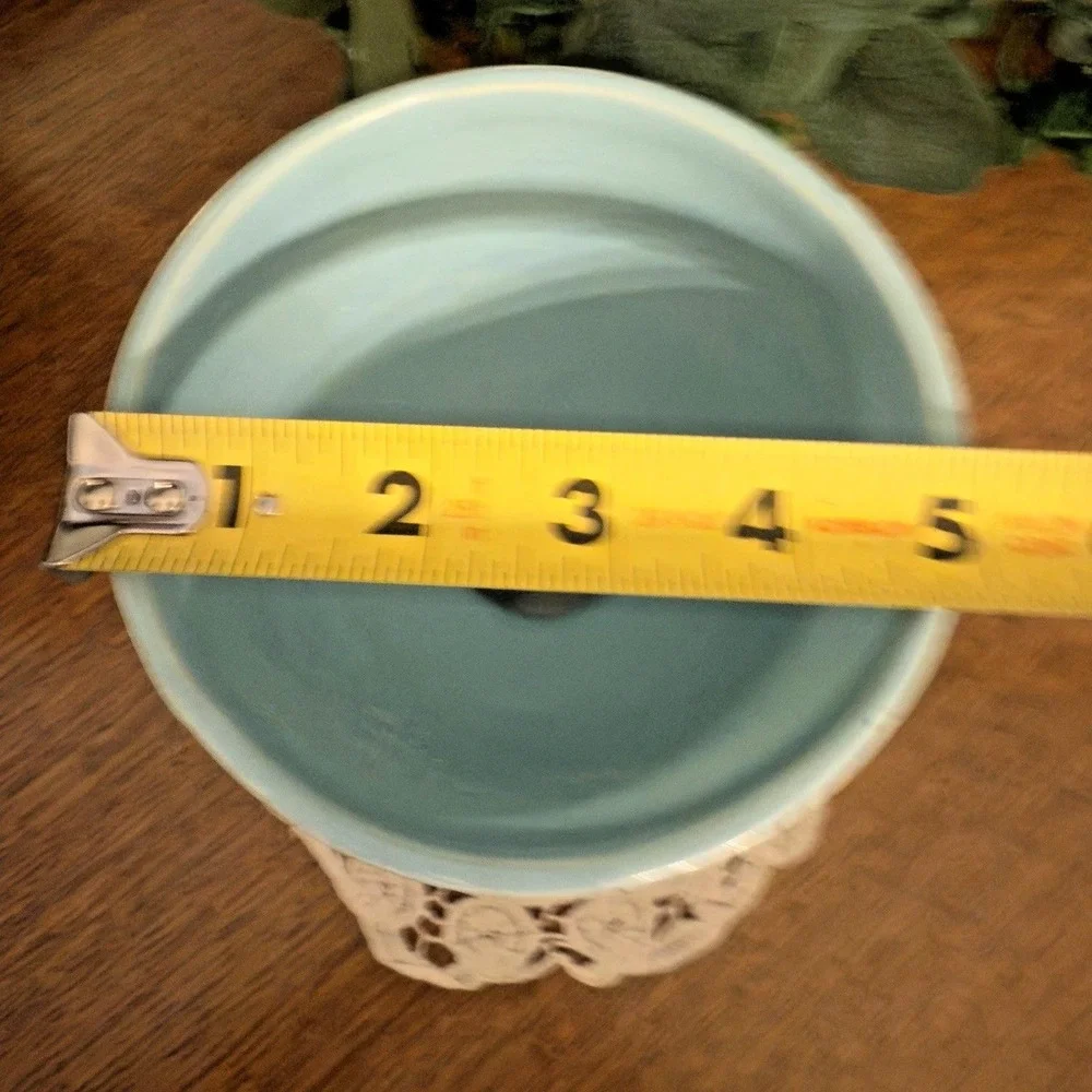Vintage McCoy Aqua Pedestal Planter Turquoise Pottery‎ Compote MCM